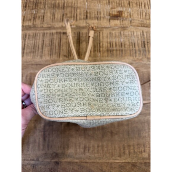 Dooney Bourke Vintage Monogram Leather Canvas Drawstring Bucket Bag Made In USA - Picture 5 of 15